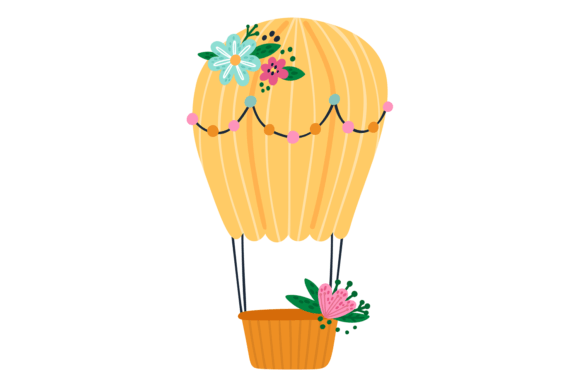 Download Flying Hot Air Balloon Decorated with Cu - Balloon Collection