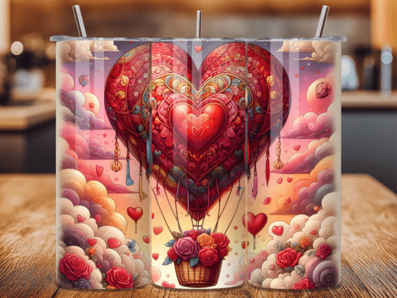Download Boho Heart Hot Air Balloon Tumbler Wrap - Balloon Collection