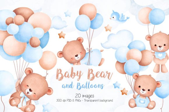 Download Cute Baby Bear and Balloons - Balloon Collection