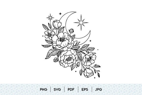 Download Celestial Floral Bouquet Moon Art - Moon art Collection
