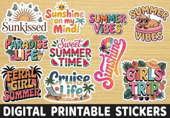 Download Retro Beach Summer Vibes Boho Stickers - Stickers Collection