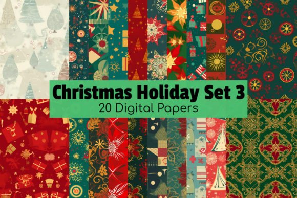 Download Christmas Holiday Digital Paper Pack 3 - Holiday digital paper pack Collection