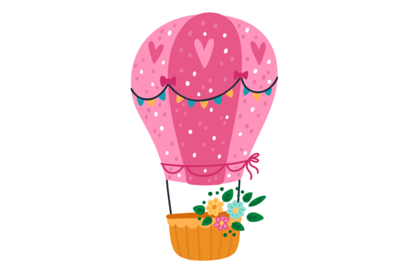Download Romantic Hot Air Balloon in Cute Childis - Balloon Collection