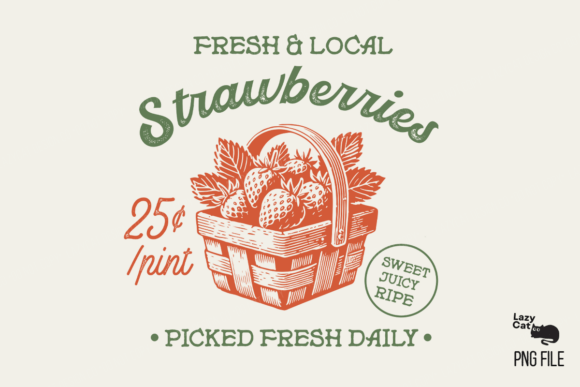 Download Vintage Farm Sign Strawberry PNG - Strawberry Collection