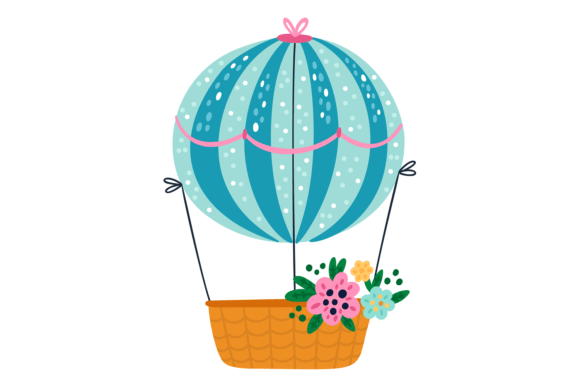 Download Flying Basket Cute Hot Air Balloon. Voya - Balloon Collection