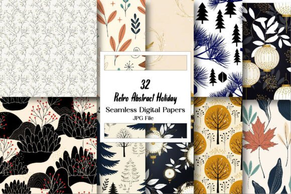 Download Retro Abstract Holiday Digital Paper - Premium Bundle