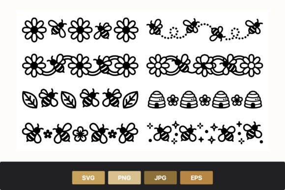 Download Bee and Flower Border Vector - Premium Bundle
