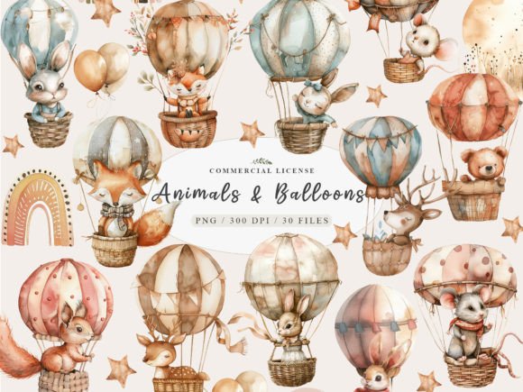 Download Neutral Baby Animals, Hot Air Balloon - Premium Resources