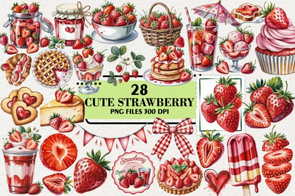 Download Kawaii Strawberry Clipart Bundle - Strawberry Collection