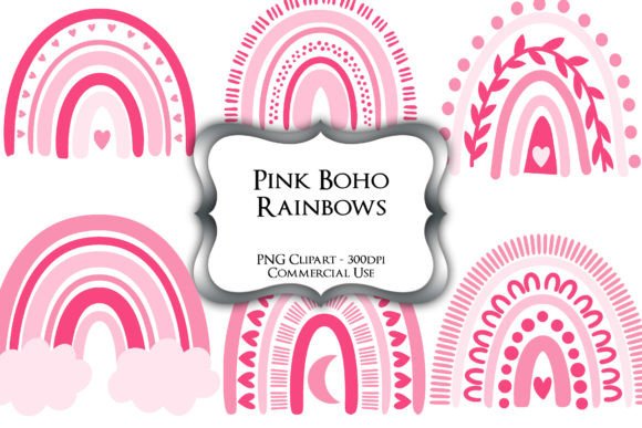 Download Pink Boho Rainbows PNG Clipart Graphics - Graphic Collection