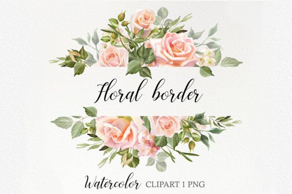 Download Watercolor Blush Rose Flower Border - Premium Resources