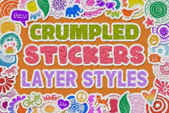 Download Crumpled Stickers Photoshop Layer Styles - Stickers Collection