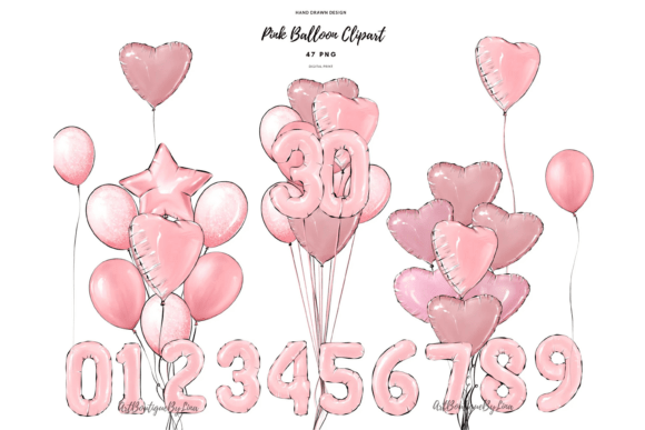 Download Pink Balloon Clipart Set: Hearts - Premium Resources
